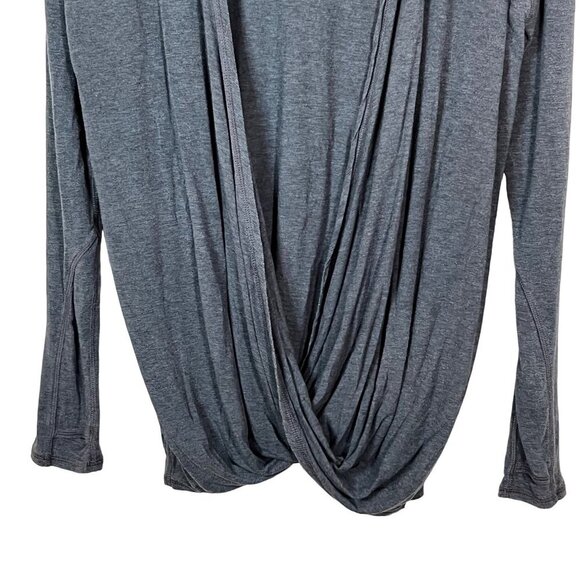 Zella Athletics All Day Faux Wrap Long Sleeve‎ Top Gray Size Medium - Picture 2 of 10